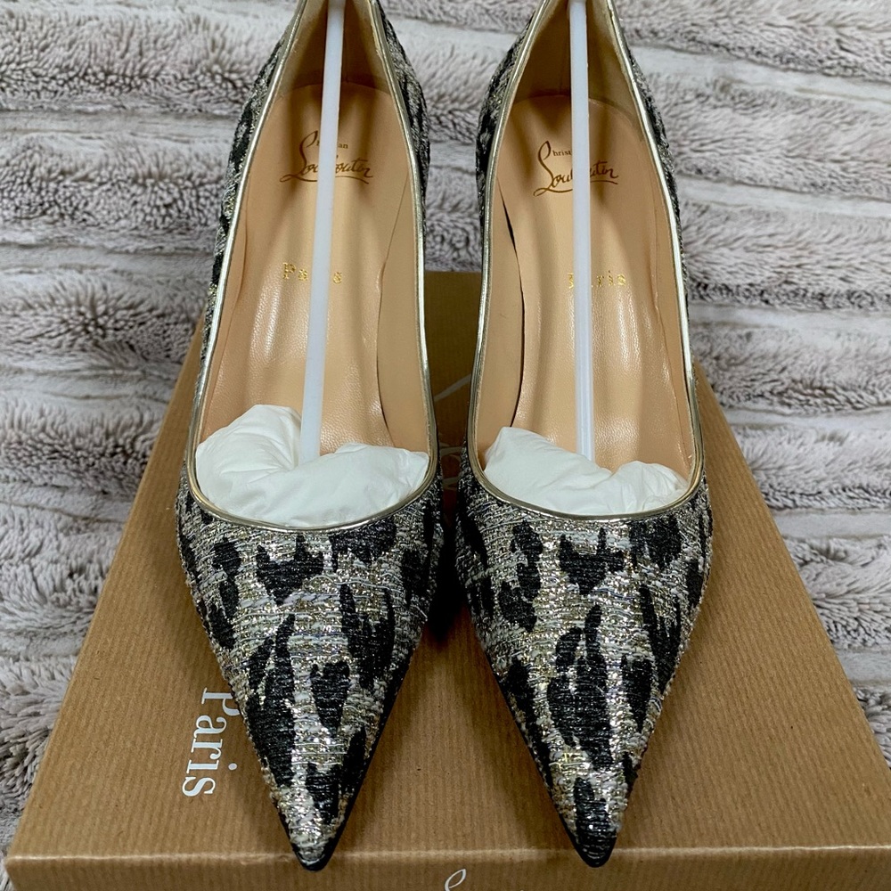 NIB❗️Christian Louboutin Silver Lurex Clare 80 Pumps - Picture 4 of 11